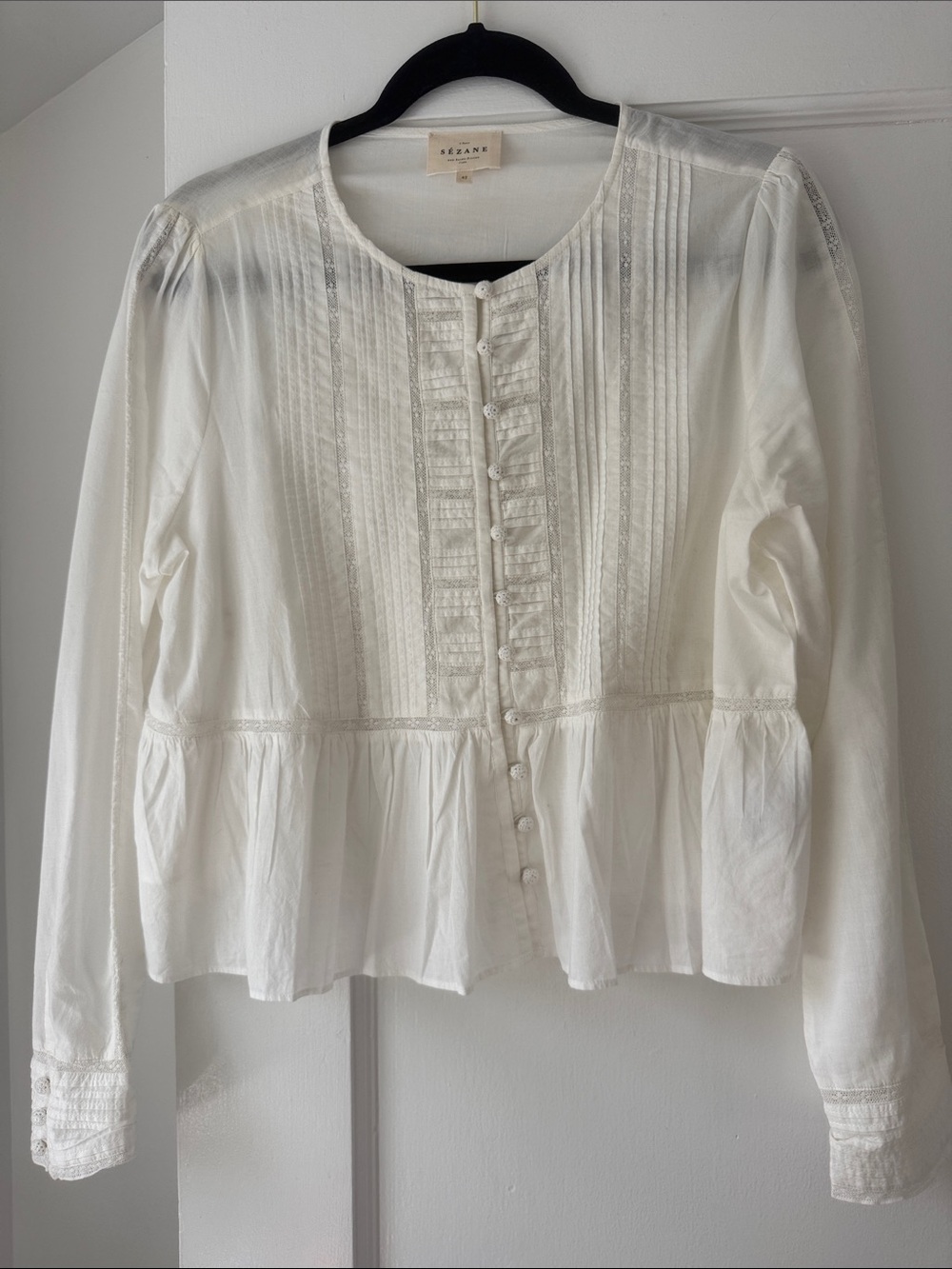 Sezane Charlina Blouse Ecru - Size 10